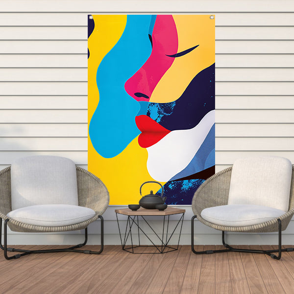 Abstract met twee gezichten tuinposter