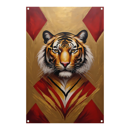 Majestueuze Tijger Omringd door Gouden Gloed tuinposter