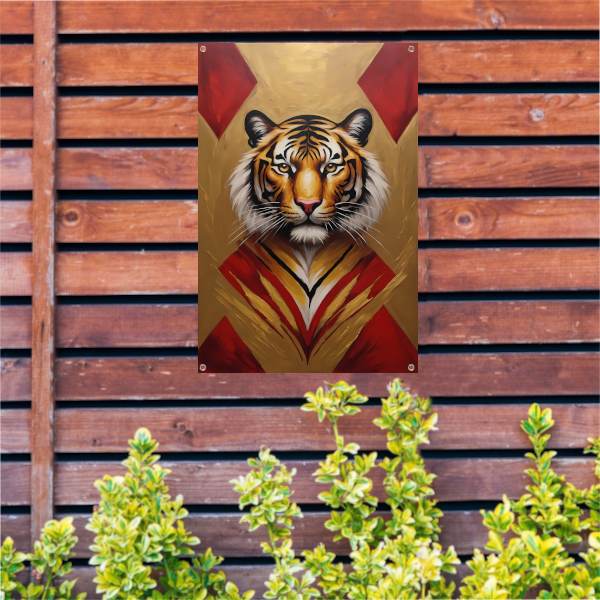 Majestueuze Tijger Omringd door Gouden Gloed tuinposter