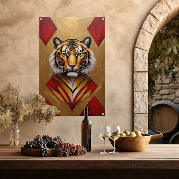 Majestueuze Tijger Omringd door Gouden Gloed tuinposter