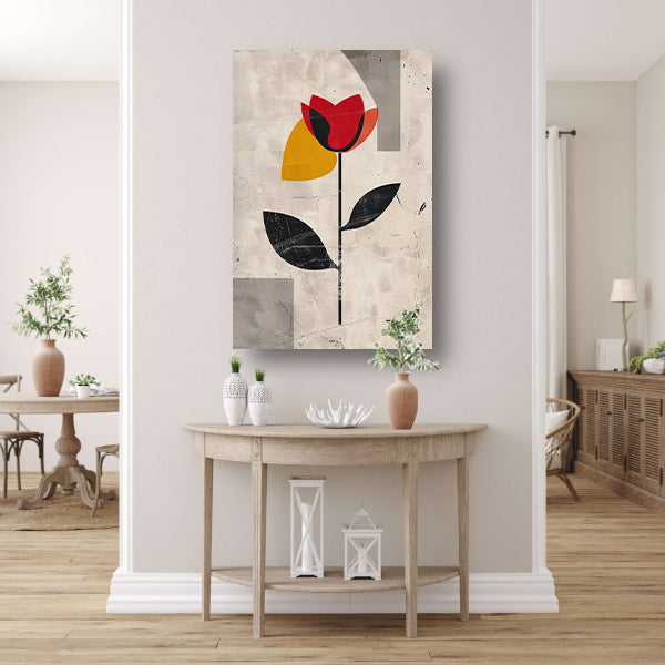 Moderne abstracte roos met kleurrijke accenten canvas