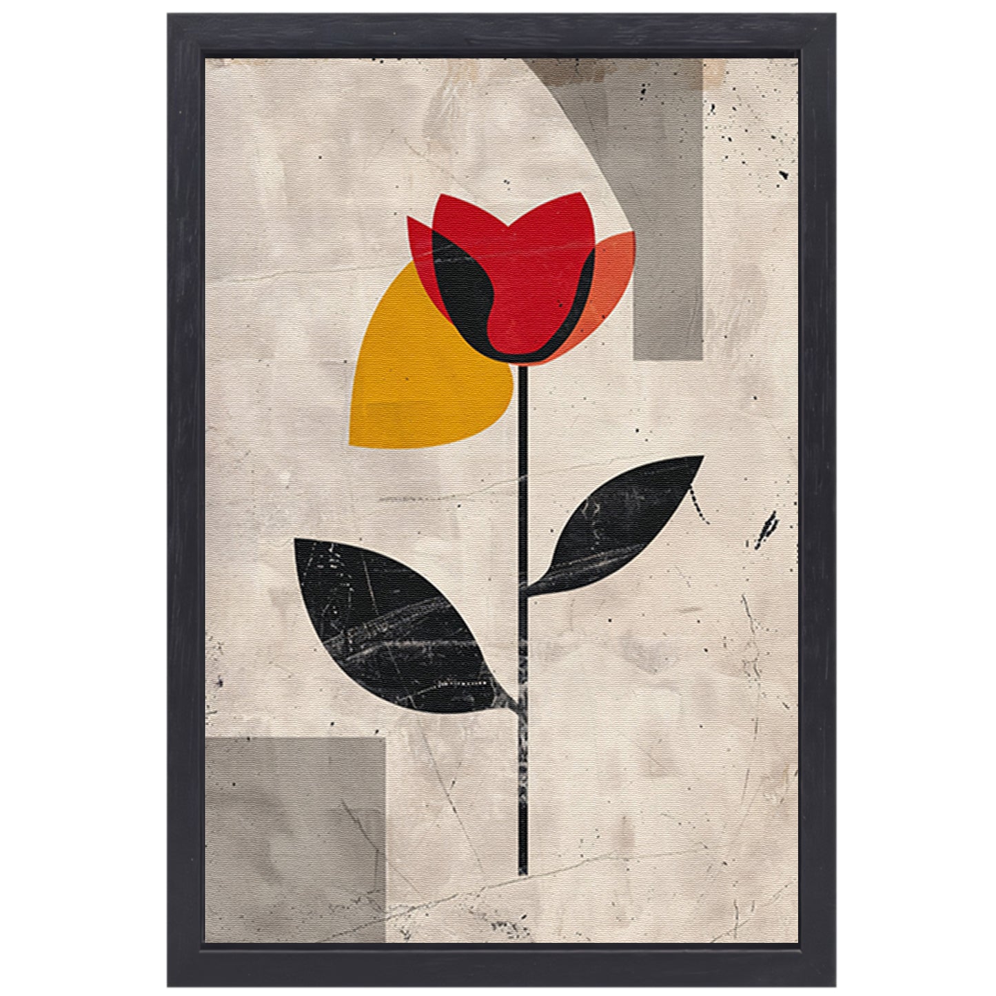 Moderne abstracte roos met kleurrijke accenten canvas met baklijst