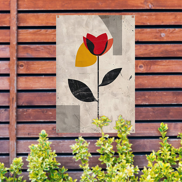 Moderne abstracte roos met kleurrijke accenten tuinposter