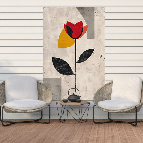 Moderne abstracte roos met kleurrijke accenten tuinposter