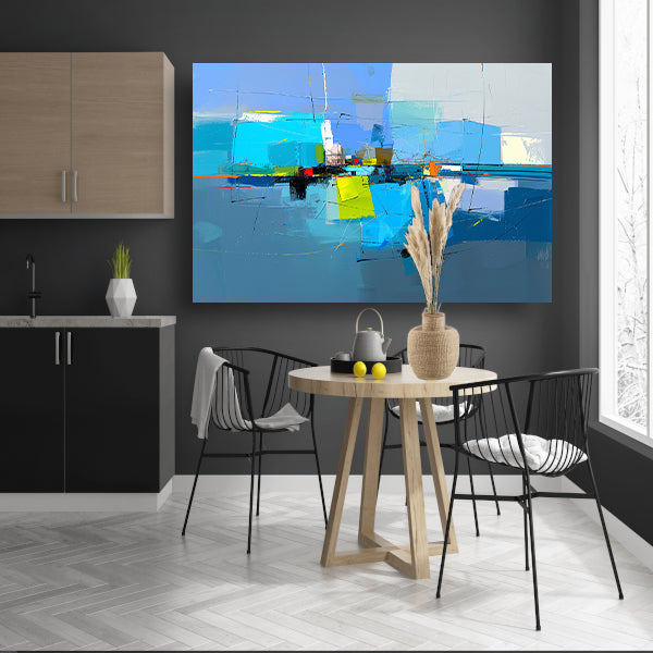 Abstract stadsgezicht in dynamische kleuren poster