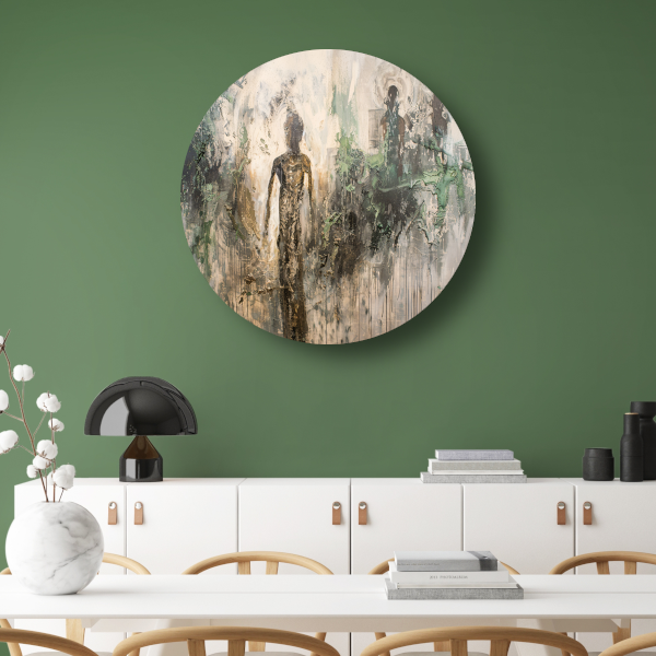 Abstracte Dans in Goud en Zwart forex muurcirkel