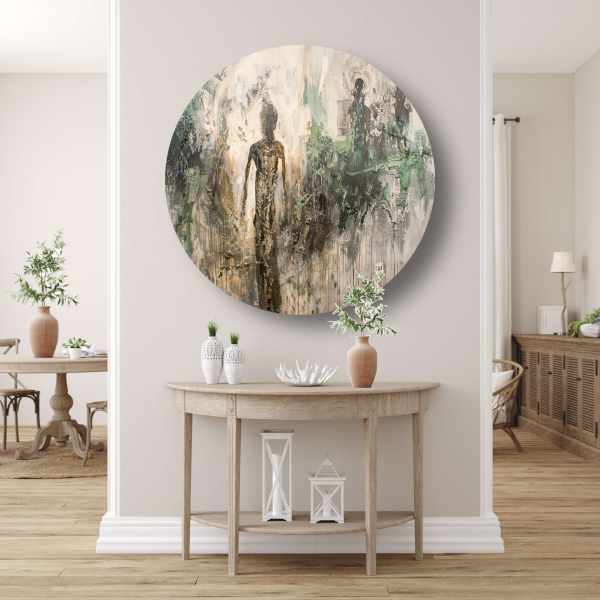 Abstracte Dans in Goud en Zwart forex muurcirkel