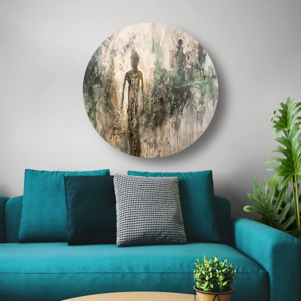 Abstracte Dans in Goud en Zwart forex muurcirkel
