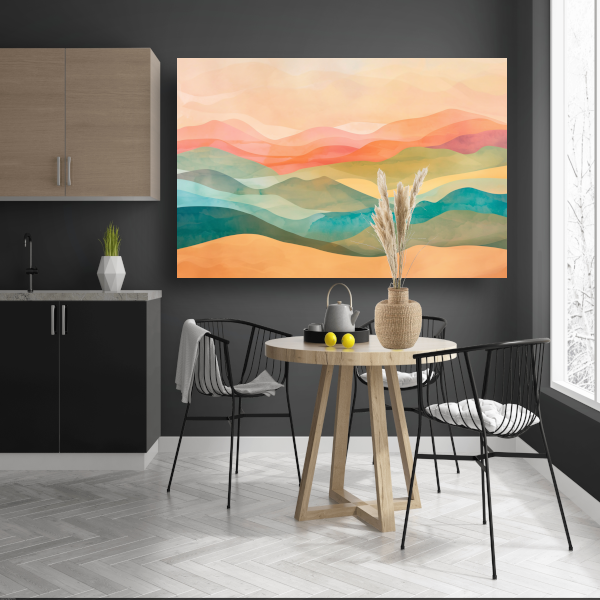 Abstracte heuvels in levendige kleurencombinatie canvas