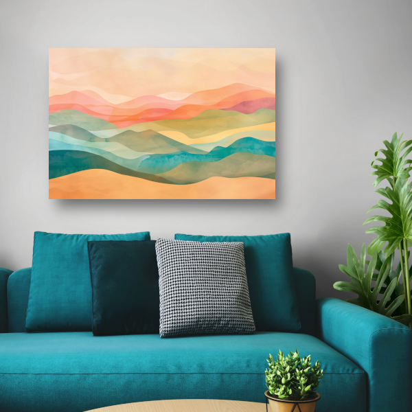 Abstracte heuvels in levendige kleurencombinatie canvas