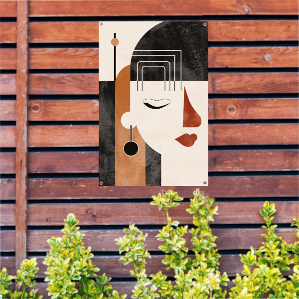 Geometrisch Profiel van een Vrouw in Art Deco tuinposter