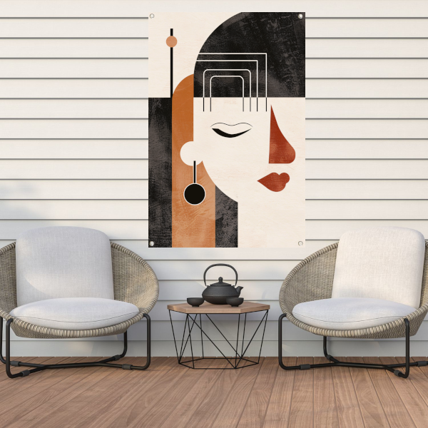 Geometrisch Profiel van een Vrouw in Art Deco tuinposter