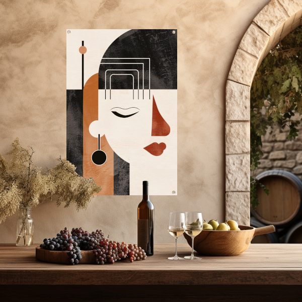 Geometrisch Profiel van een Vrouw in Art Deco tuinposter