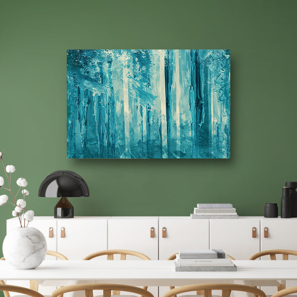 Abstract surrealistisch bos met blauwe tinten canvas