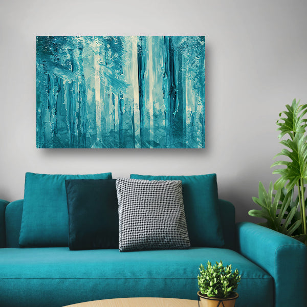 Abstract surrealistisch bos met blauwe tinten canvas