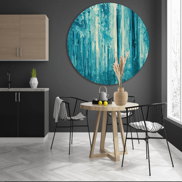 Abstract surrealistisch bos met blauwe tinten forex muurcirkel