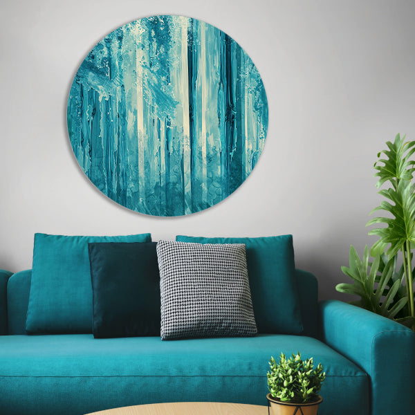 Abstract surrealistisch bos met blauwe tinten forex muurcirkel