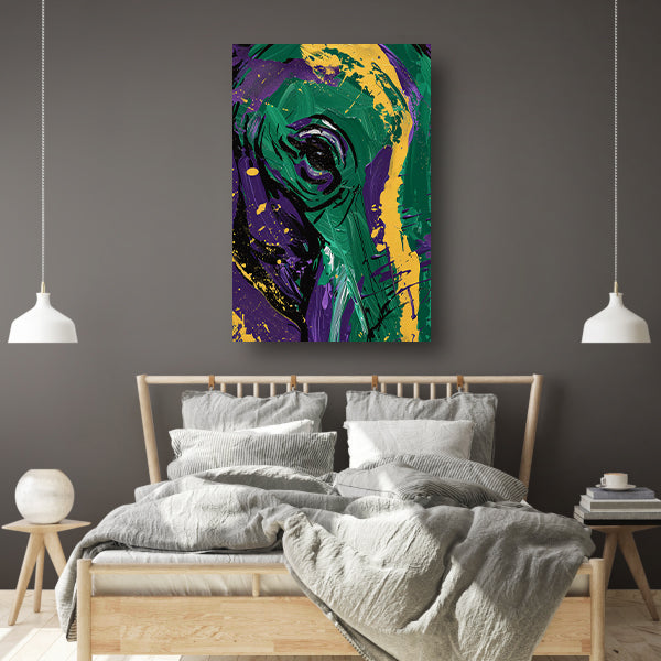 Kleurrijke abstracte kunst met penseelstreken canvas met baklijst