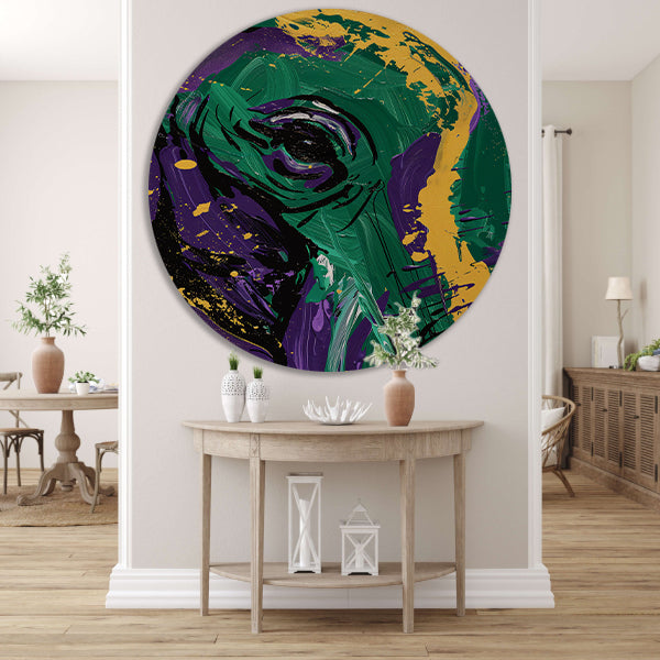 Kleurrijke abstracte kunst met penseelstreken forex muurcirkel