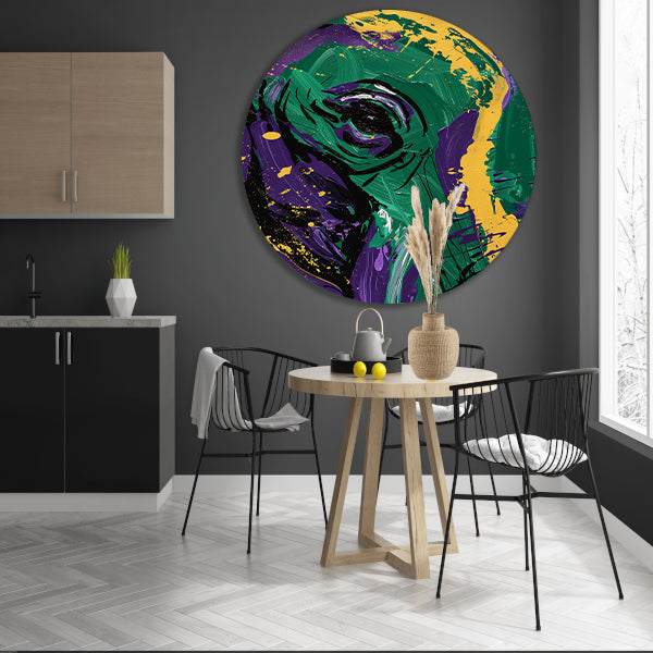Kleurrijke abstracte kunst met penseelstreken forex muurcirkel