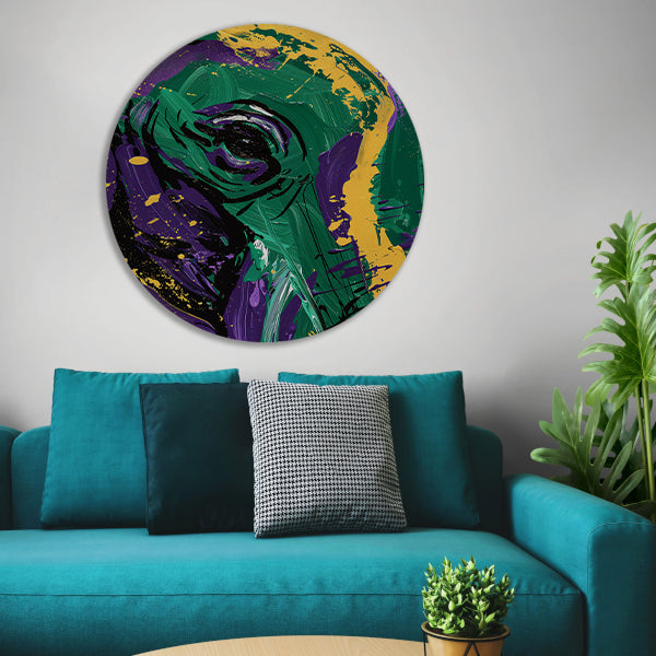 Kleurrijke abstracte kunst met penseelstreken forex muurcirkel