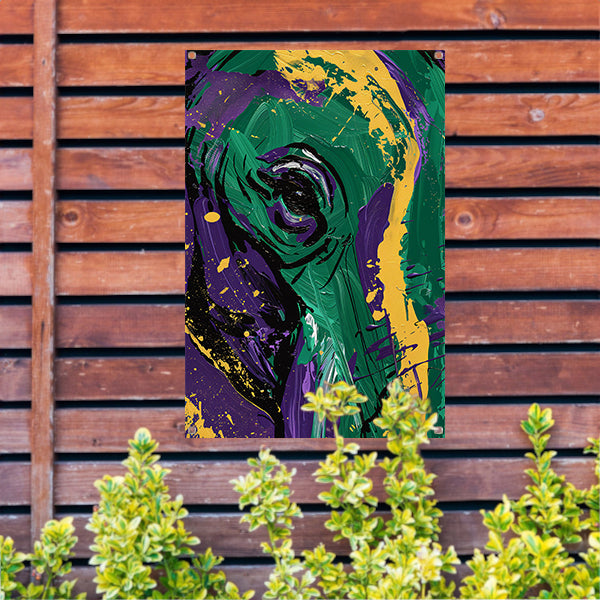 Kleurrijke abstracte kunst met penseelstreken tuinposter