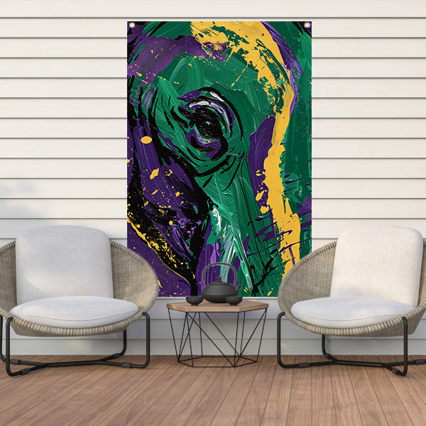 Kleurrijke abstracte kunst met penseelstreken tuinposter