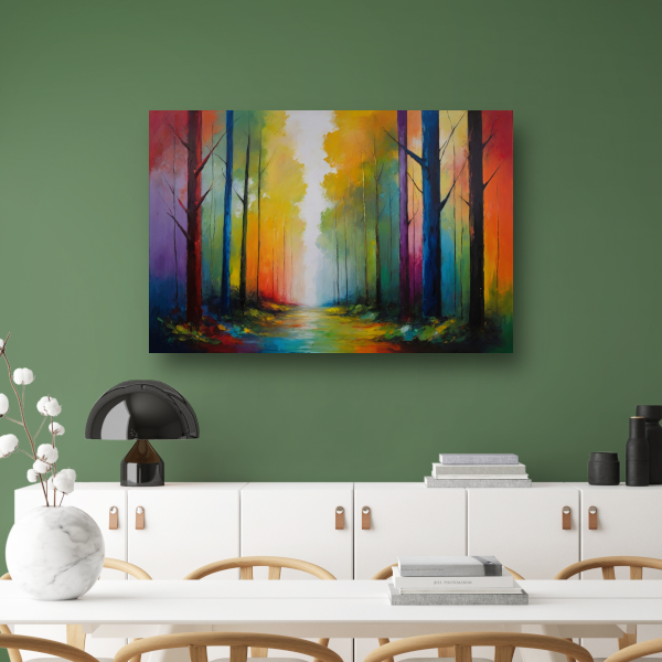 Wandeling in een Kleurrijk Impressief Bos canvas