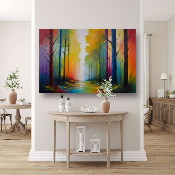 Wandeling in een Kleurrijk Impressief Bos canvas