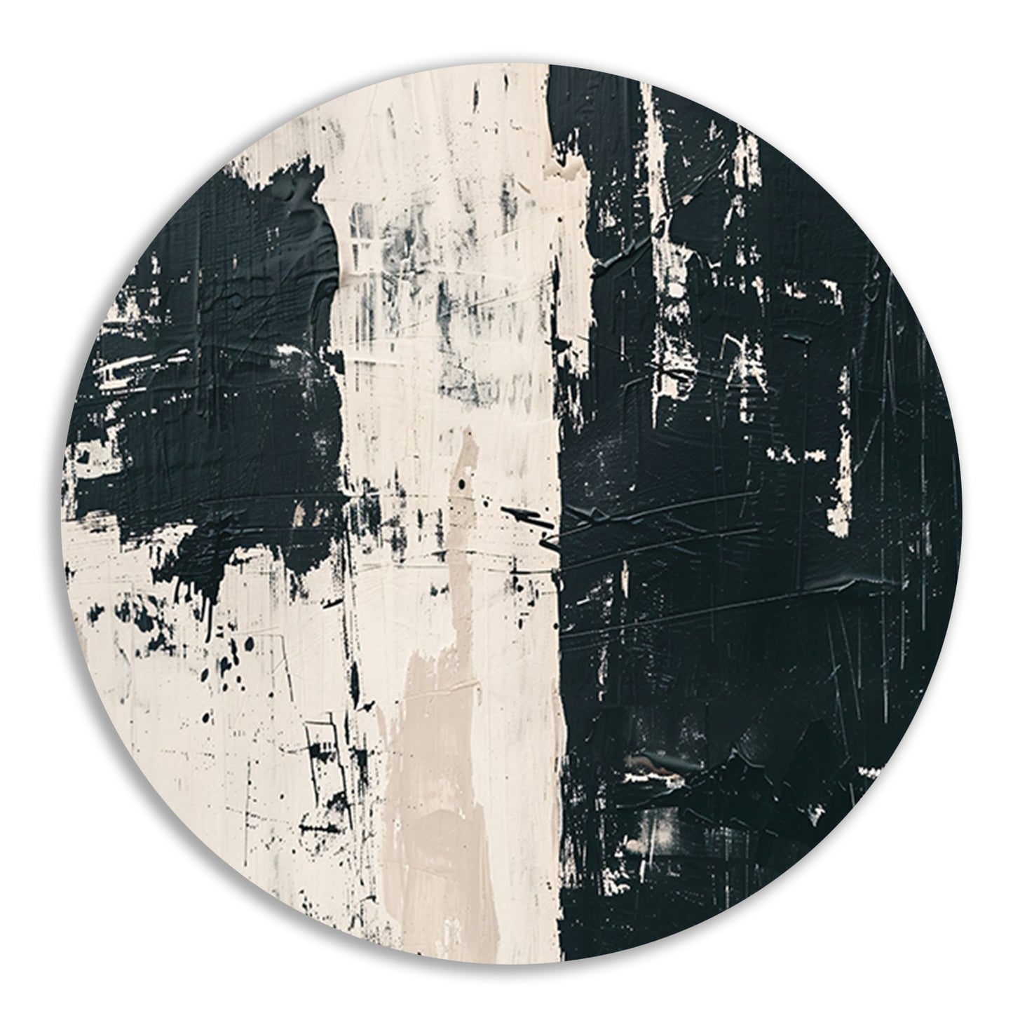 Abstract zwart-wit textuur kunstwerk aluminium muurcirkel