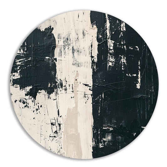 Abstract zwart-wit textuur kunstwerk aluminium muurcirkel