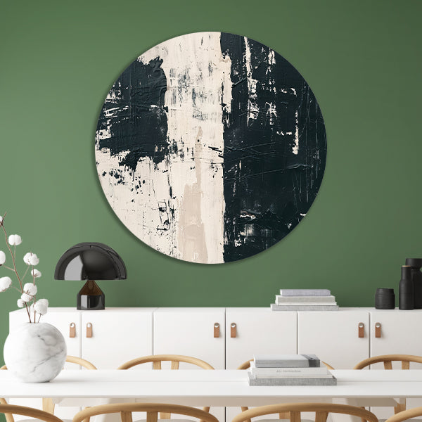 Abstract zwart-wit textuur kunstwerk aluminium muurcirkel