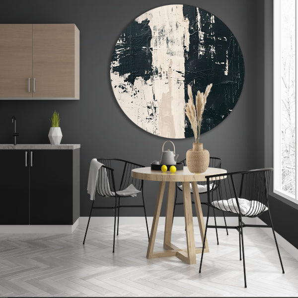 Abstract zwart-wit textuur kunstwerk aluminium muurcirkel