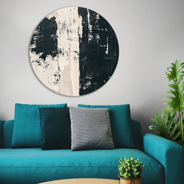 Abstract zwart-wit textuur kunstwerk aluminium muurcirkel