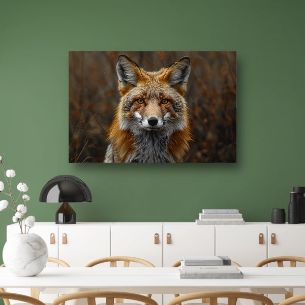 Realistisch portret van een vos in het bos canvas