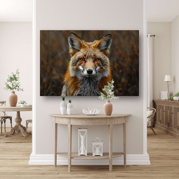 Realistisch portret van een vos in het bos canvas