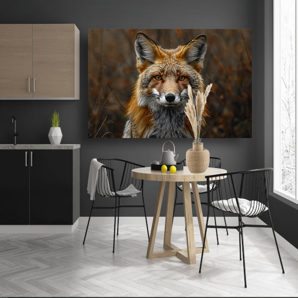 Realistisch portret van een vos in het bos canvas