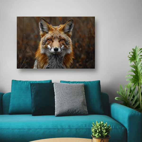 Realistisch portret van een vos in het bos canvas