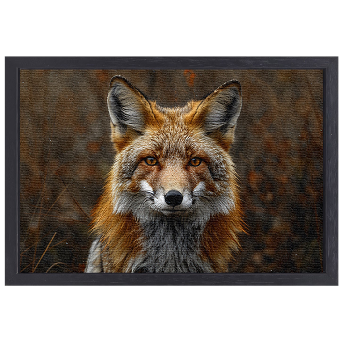 Realistisch portret van een vos in het bos canvas met baklijst