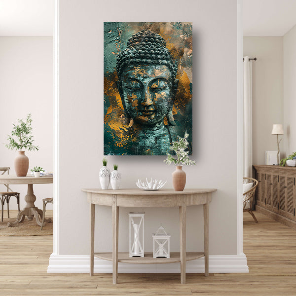 Mysterieuze Boeddha in rustieke stijl canvas
