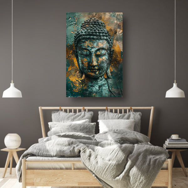 Mysterieuze Boeddha in rustieke stijl canvas