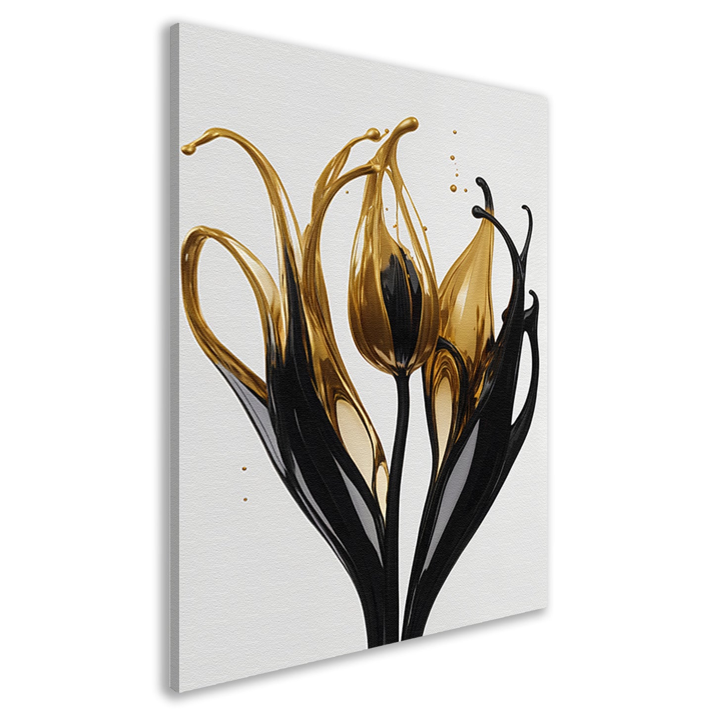 Abstracte Gouden en Zwarte Tulpen Silhouet canvas