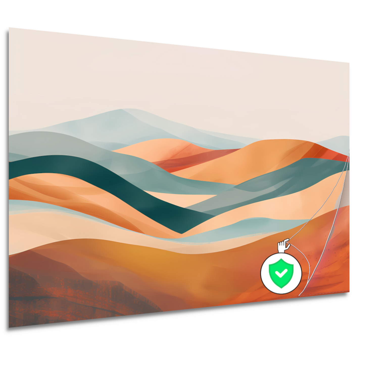 Abstract landschap met heuvels in pasteltinten poster