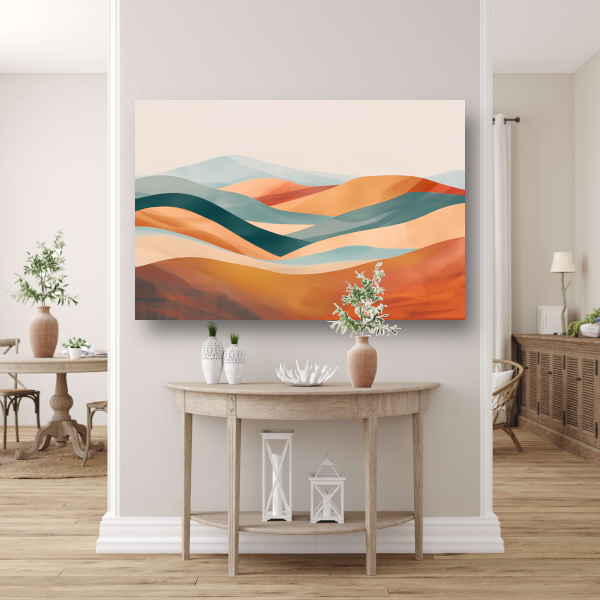 Abstract landschap met heuvels in pasteltinten canvas