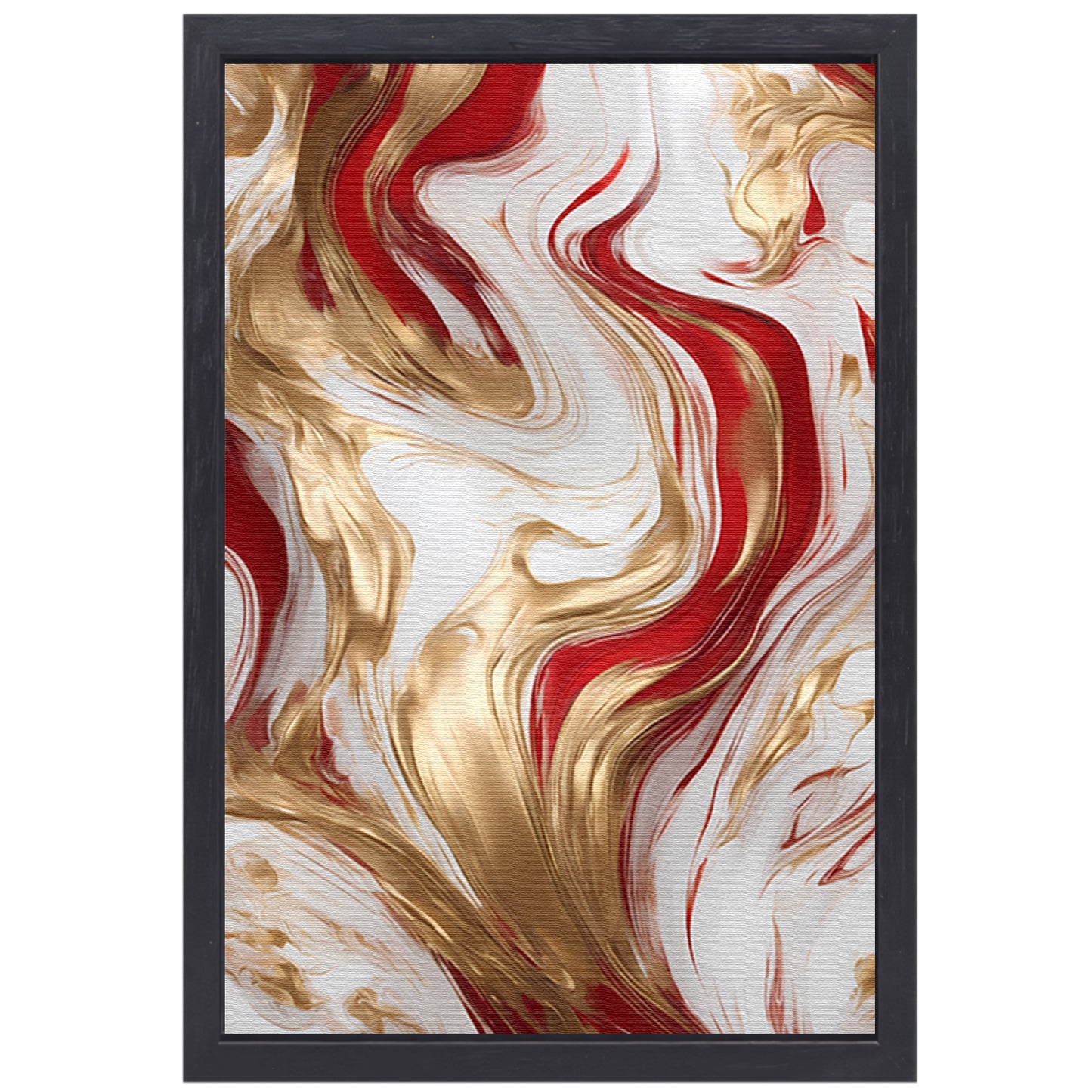 Gouden en Rode Abstracte Vloeibaarheid canvas met baklijst