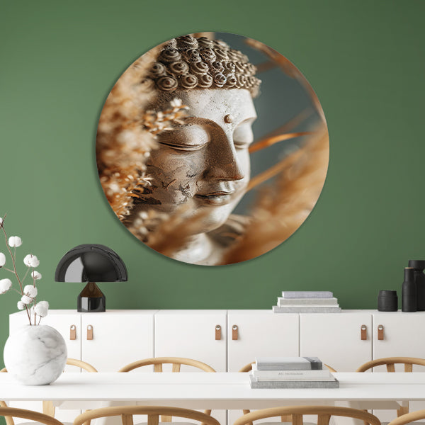 Meditatieve Boeddha omgeven door natuur forex muurcirkel