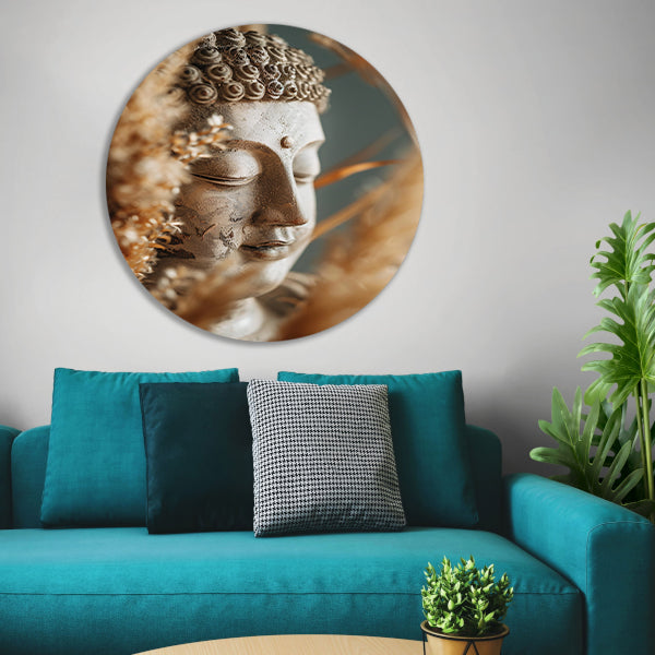 Meditatieve Boeddha omgeven door natuur forex muurcirkel