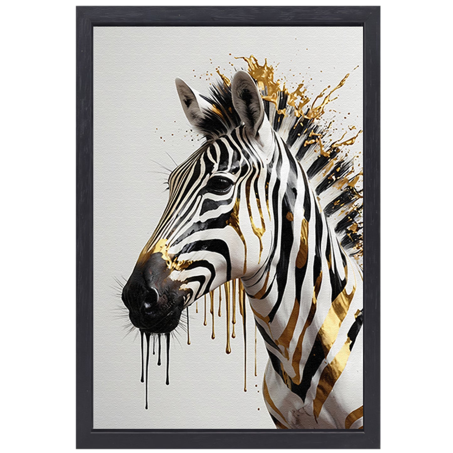 Zebra in Gouden Glans en Elegantie canvas met baklijst