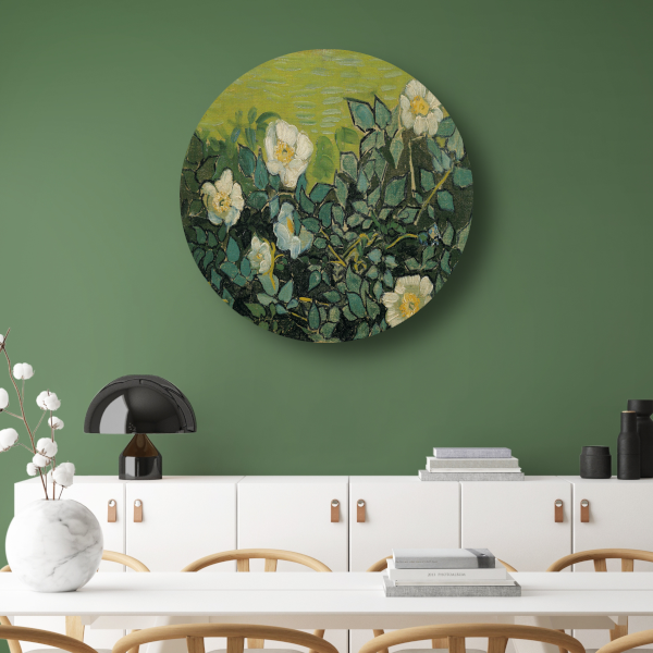 Wilde rozen - Vincent van Gogh aluminium muurcirkel