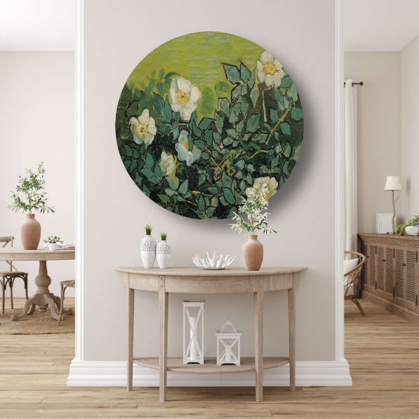 Wilde rozen - Vincent van Gogh aluminium muurcirkel